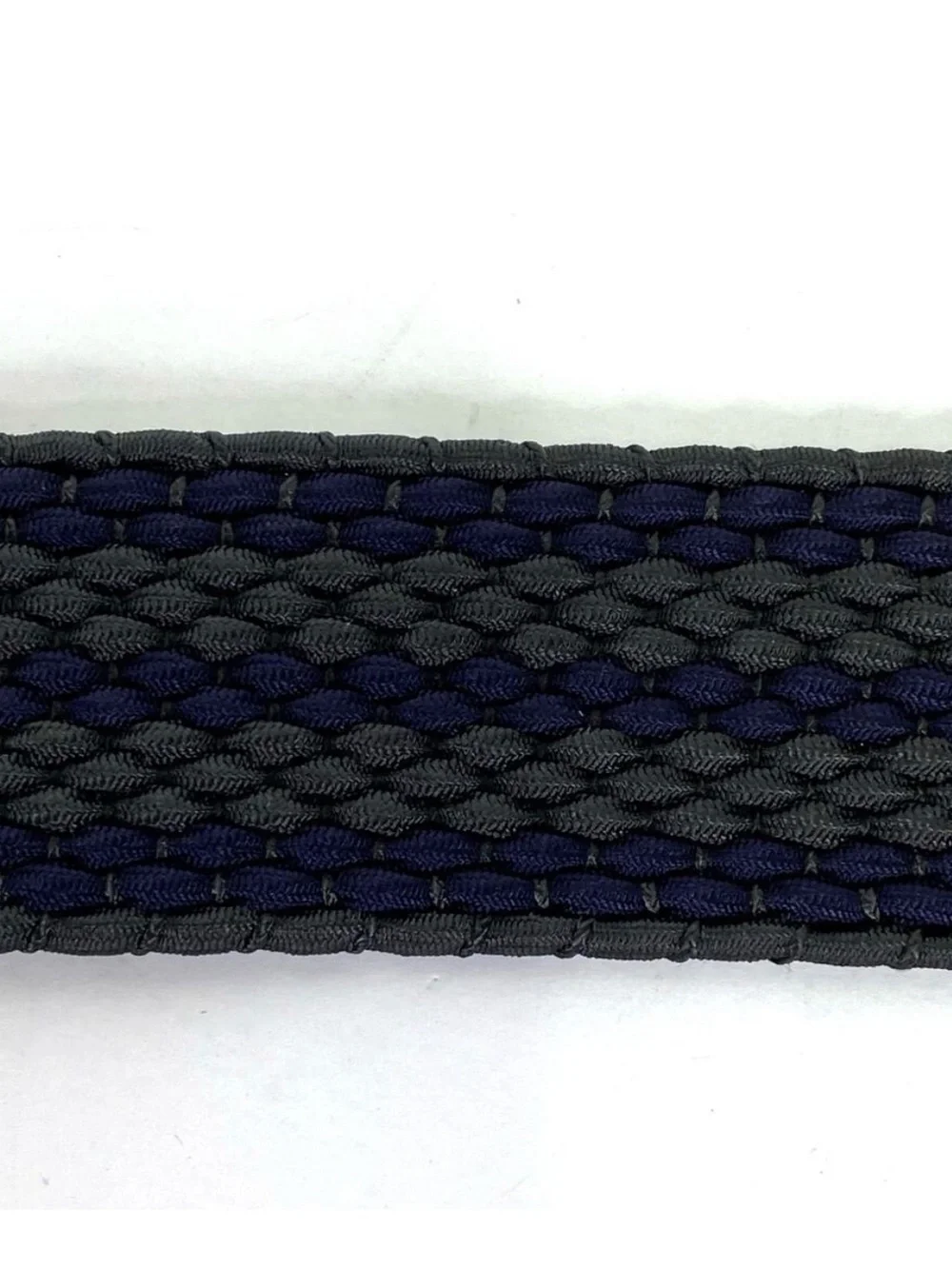 NEVER WORN Women's Black Woven Leather-Trim Belt with Gunmetal Buckle